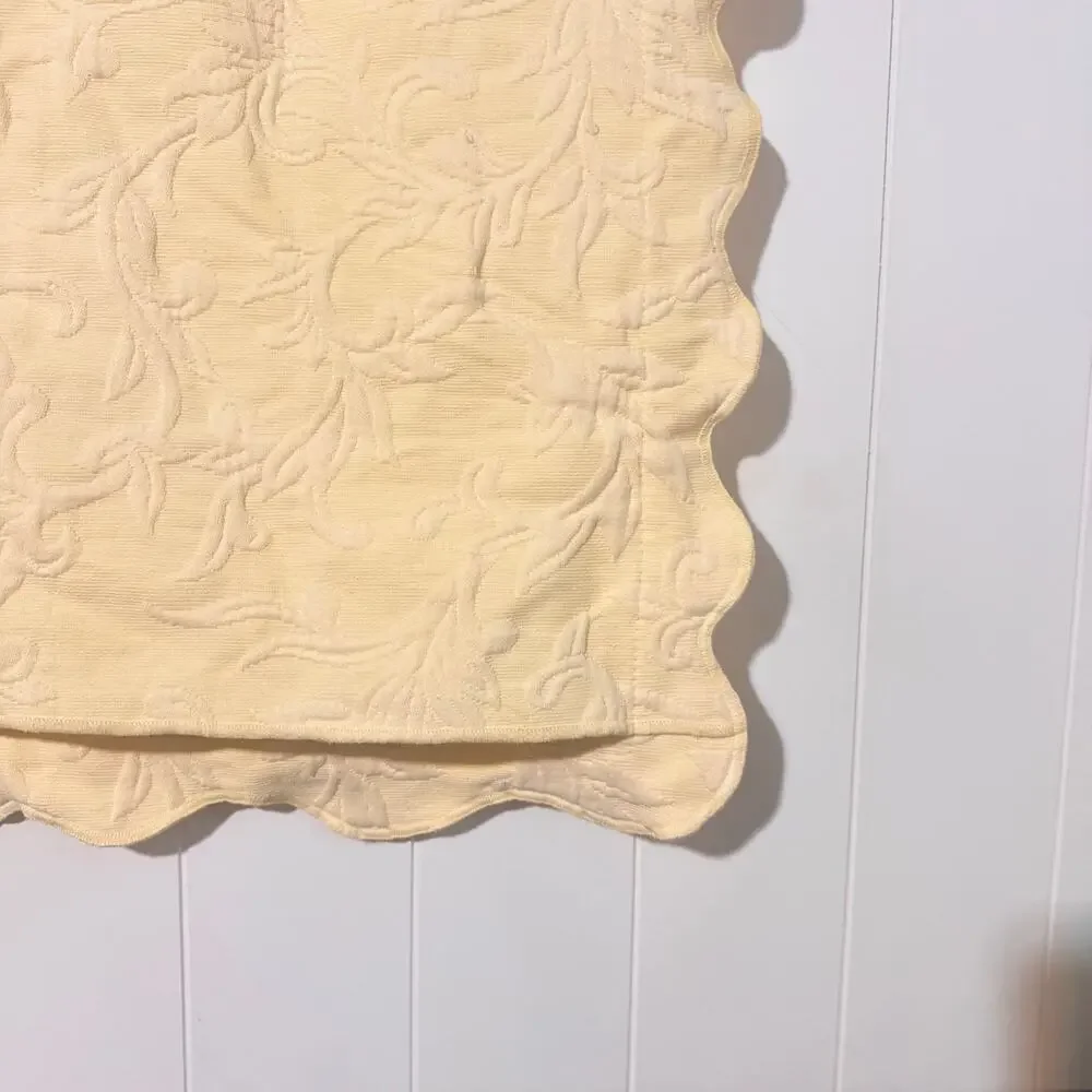 JCP Home King Pillow Sham Cream Embossed Floral Scalloped Edge